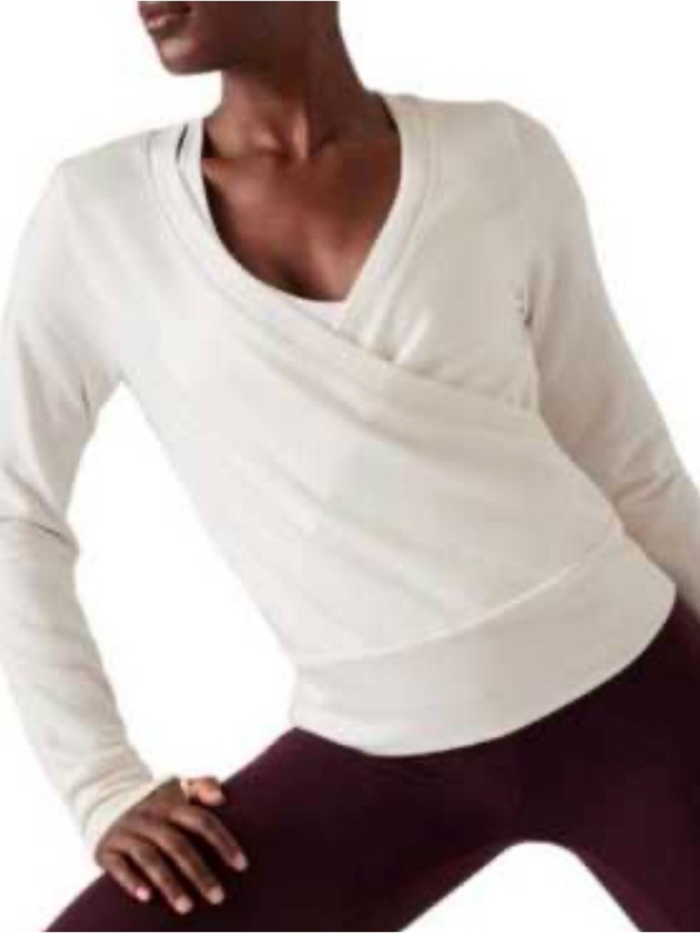 Athleta Cream Wrap-Front V-Neck Top